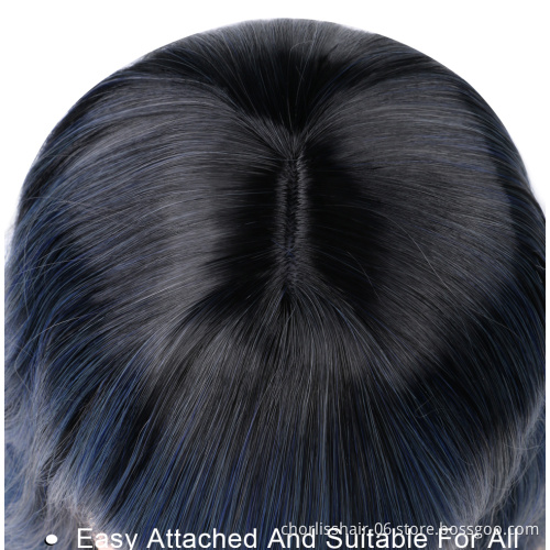 Wholesale T1B Blue Short Curly Ombre Synthetic Bob Wigs With Bang Heat Resistant Synthetic Woman Hair Curly Cheap Wigs For Party